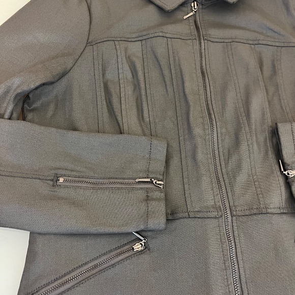 WHBM Gray Coated Moto Jacket Worn Once Like New - Picture 6 of 10